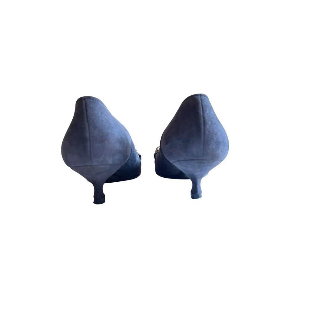 Prada Gray Suede Kitten Heel Pumps Horsebit Pointed Toe Italy EU 36.5 US 6.5 - Picture 11 of 12